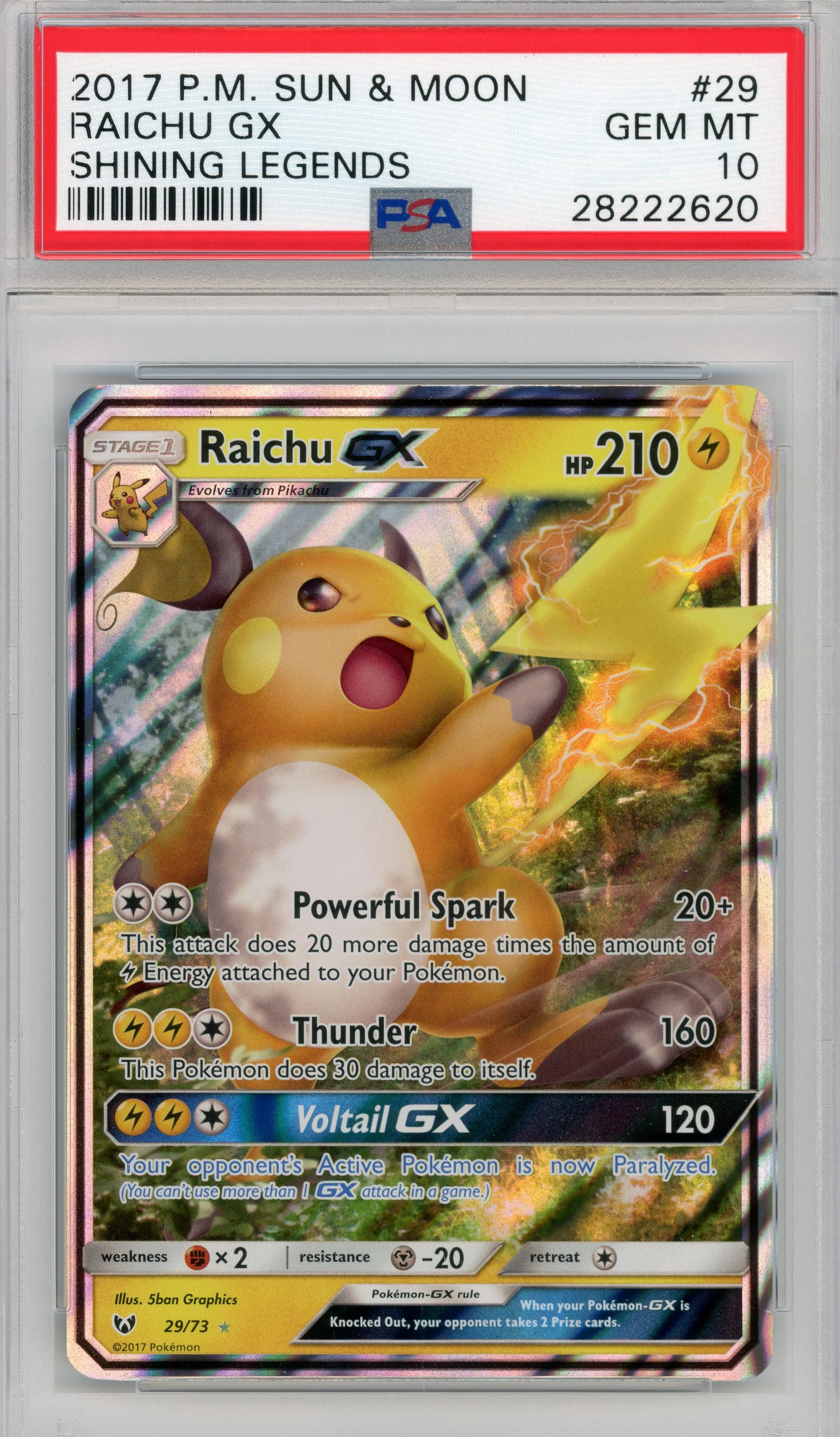 Raichu-GX - 29/73 - Rare Holo GX - Ultra Rare - Scan 14658