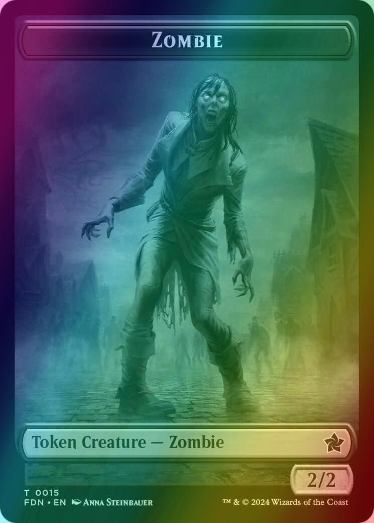Rat Token (14) // Zombie Token (15) [Foundations: Tokens] [Foil] - Image 2
