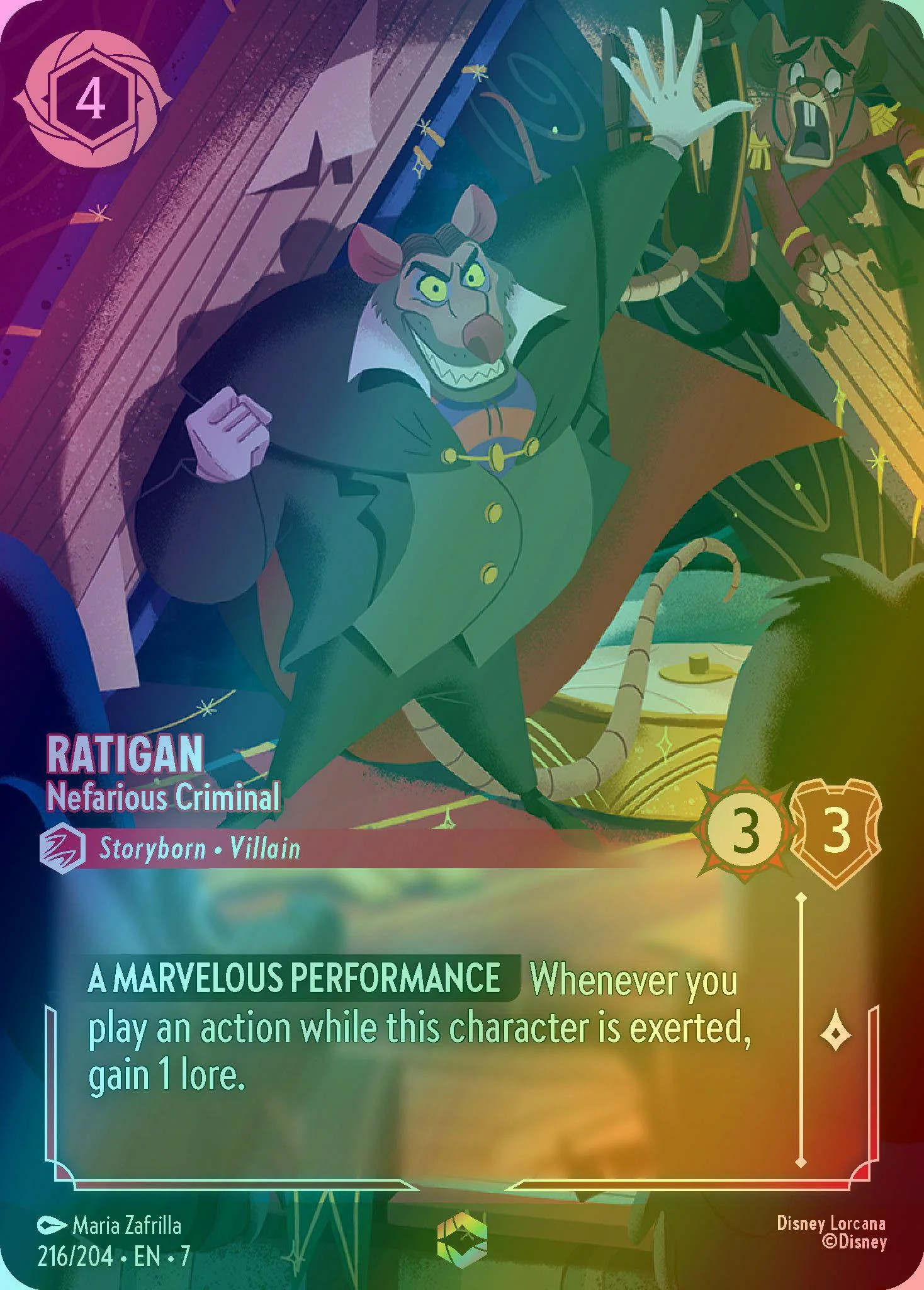 Ratigan - Nefarious Criminal (Enchanted) - 216/204 [Archazia's Island] [Holofoil]