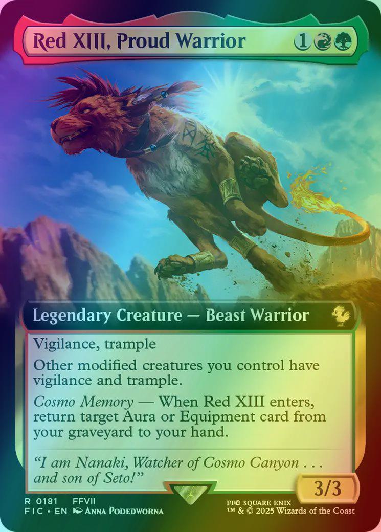 Red XIII, Proud Warrior [181] [Extended Art] [FINAL FANTASY: Commander] [Foil]