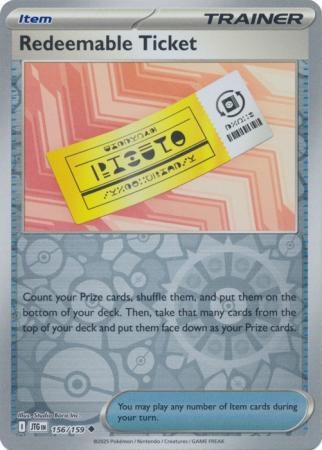 Redeemable Ticket - 156/159 - Uncommon [sv09-156] [Reverse Holo]