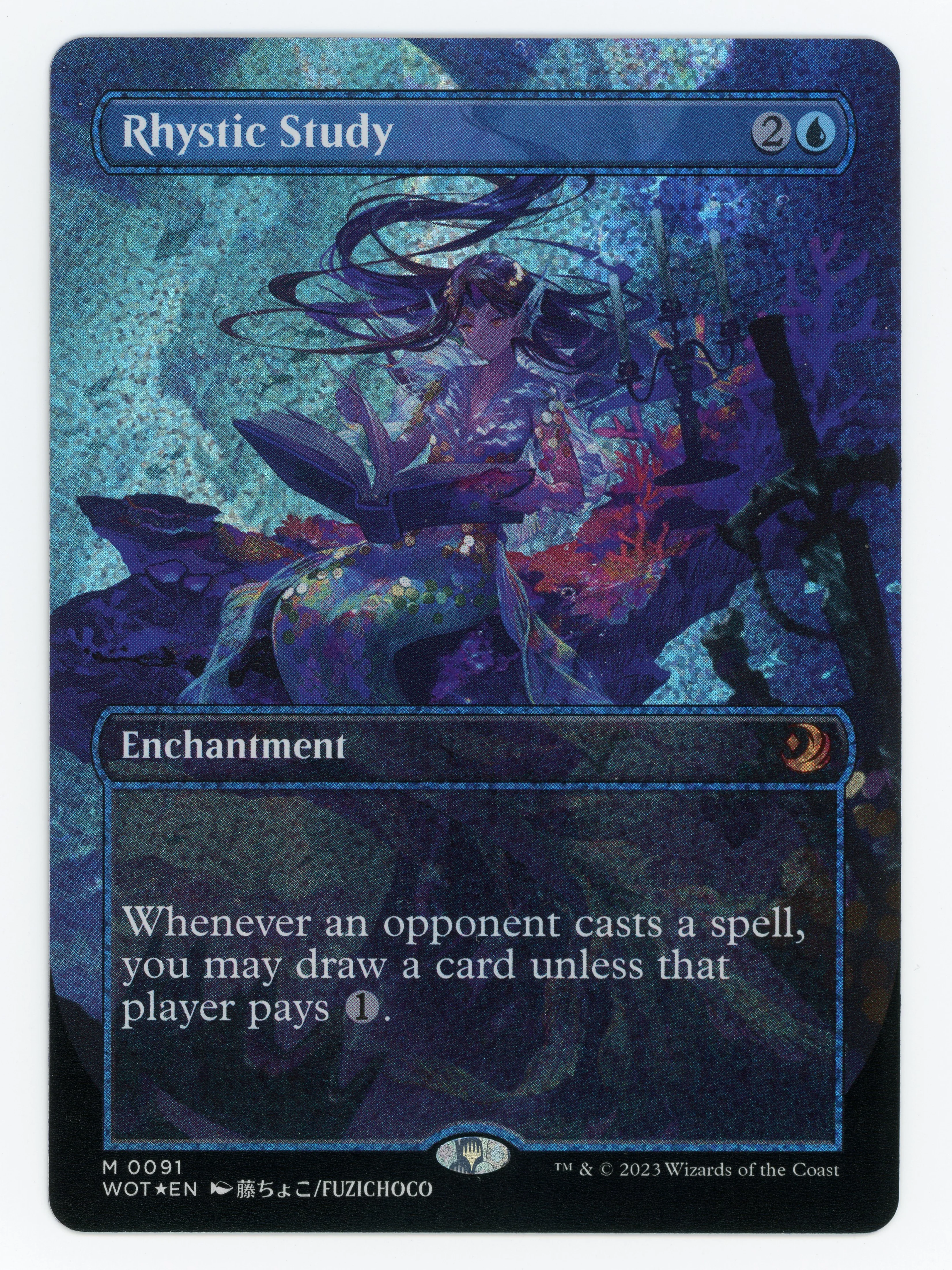 Rhystic Study - Borderless - Anime - Confetti Foil - Scan 15393