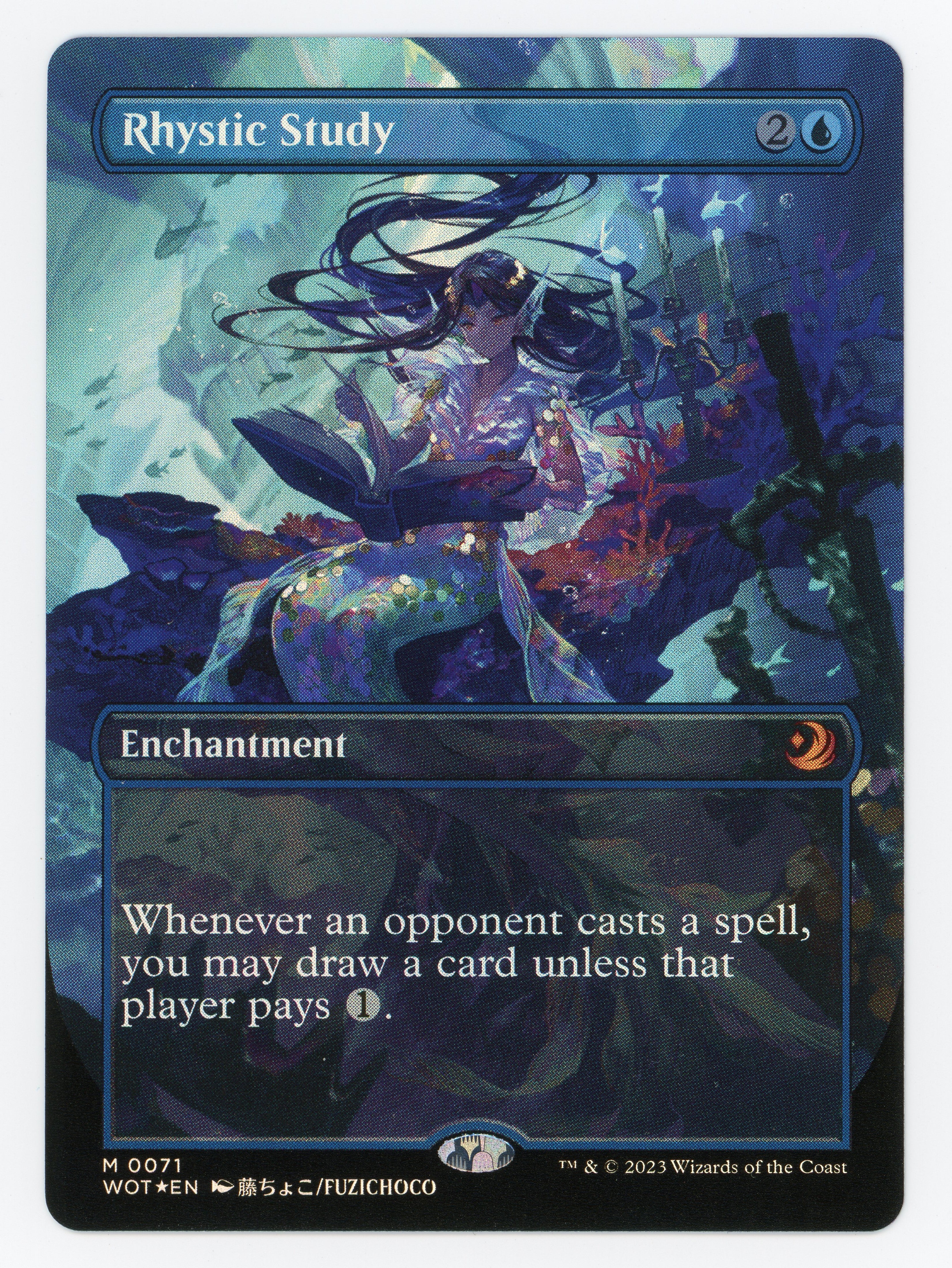 Rhystic Study - Borderless - Anime - Foil - Scan 15279