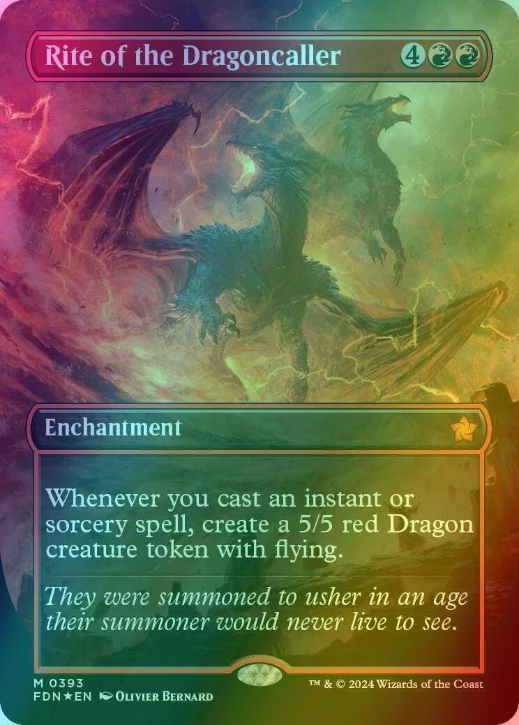 Rite of the Dragoncaller [393] [Borderless] [Foundations] [Mana Foil]
