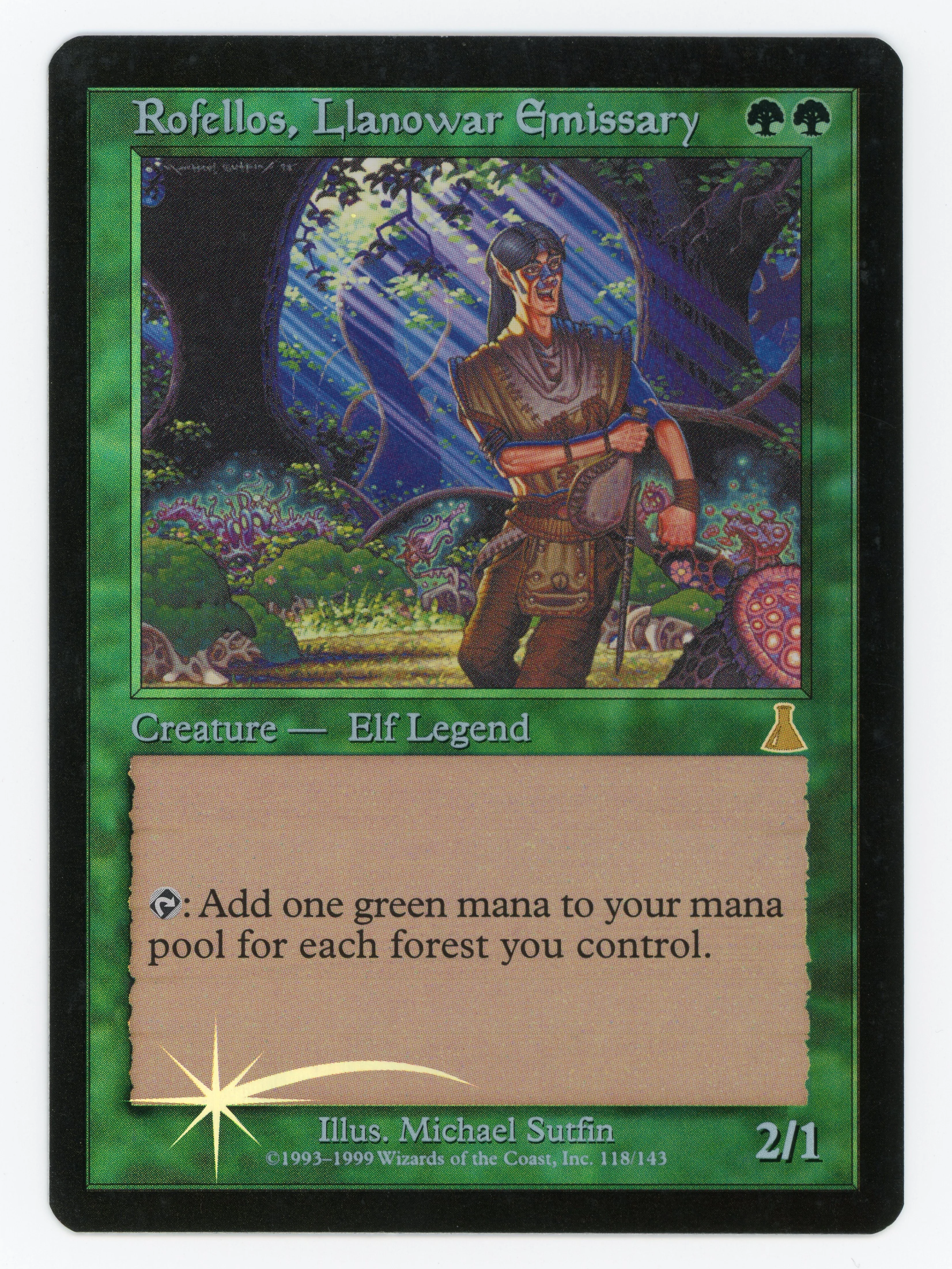 Rofellos, Llanowar Emissary - Foil - Scan 14242
