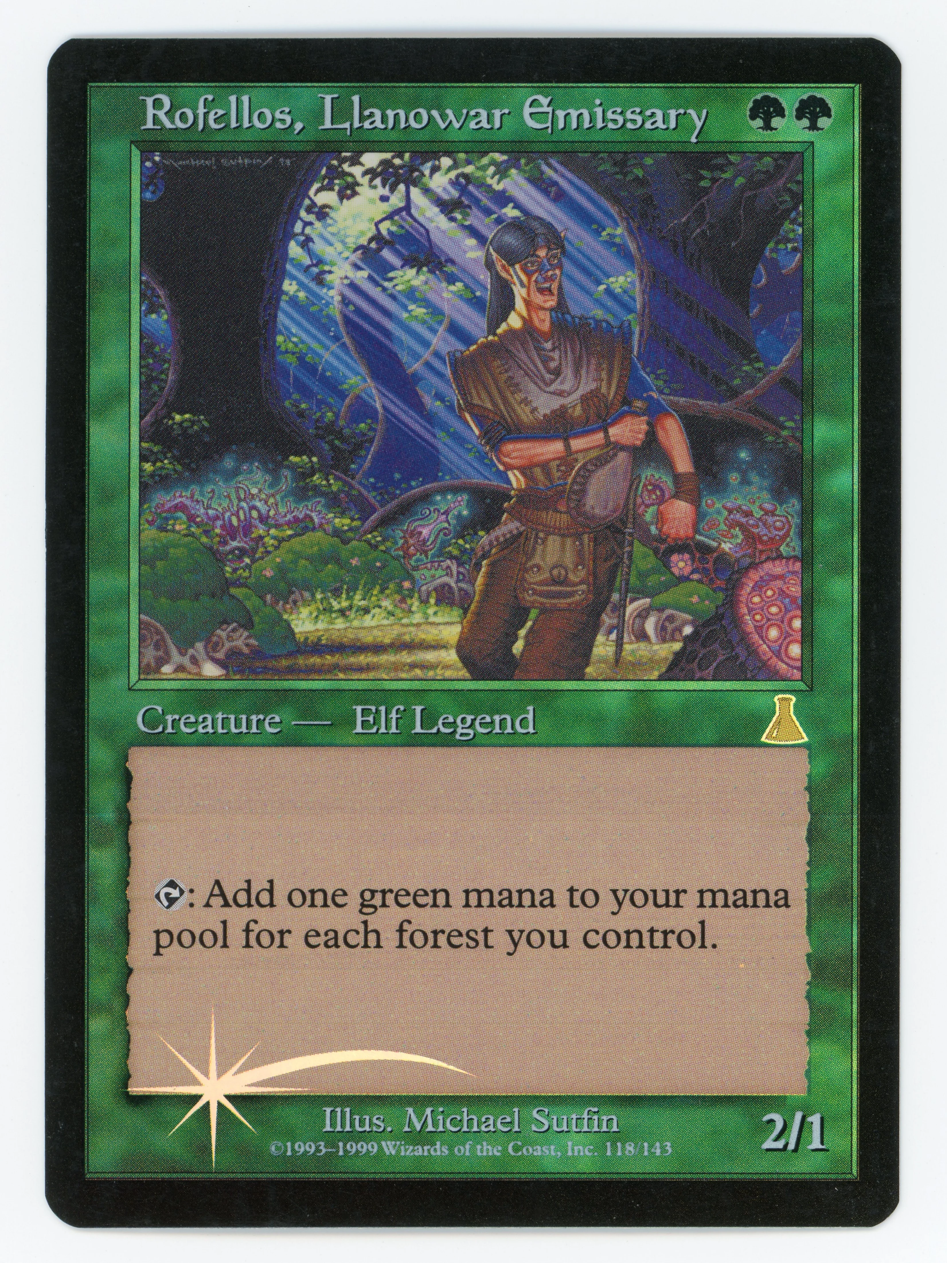 Rofellos, Llanowar Emissary - Foil - Scan 15281