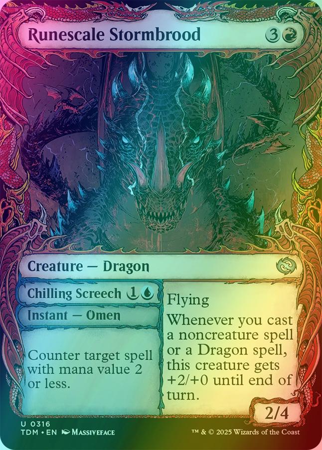 Runescale Stormbrood // Chilling Screech [316] [Draconic Frame Showcase] [Tarkir: Dragonstorm] [Foil]