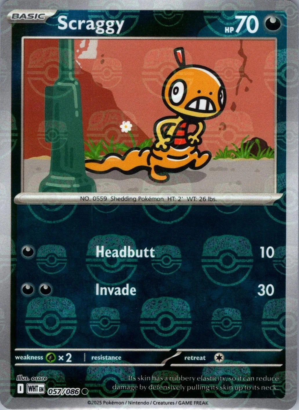 Scraggy - Master Ball Pattern - 057/086 - Common [sv105w-057] [Reverse Holo]