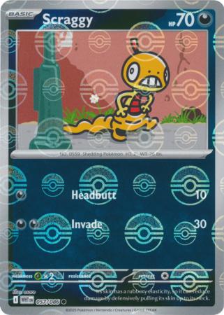 Scraggy - Poké Ball Pattern - 057/086 - Common [sv105w-057] [Reverse Holo]