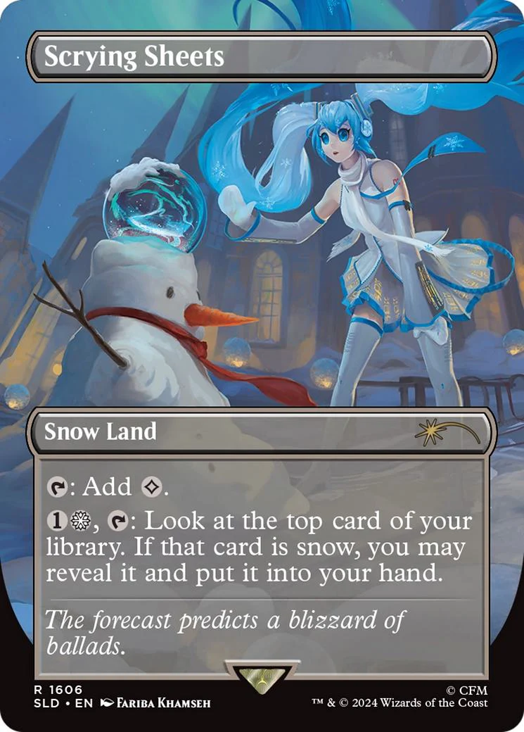 Scrying Sheets [1606] [Borderless] [Hatsune Miku: Winter Diva] [Secret Lair Drop] [Non-Foil]