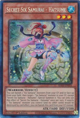 Secret Six Samurai - Hatsume - RA03-EN016 - Prismatic Collector's Rare - 1st Edition