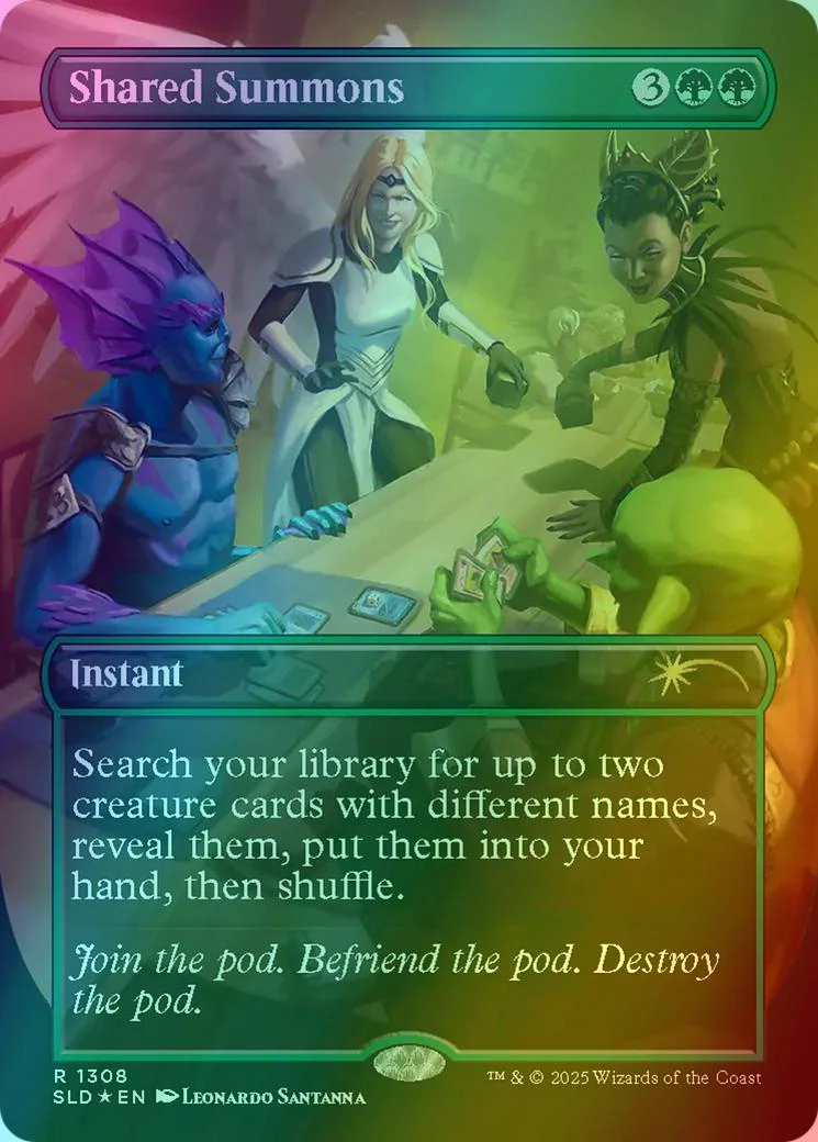 Shared Summons [1308] [Borderless] [MagicCon: The Gathering] [Secret Lair Drop] [Rainbow Foil]