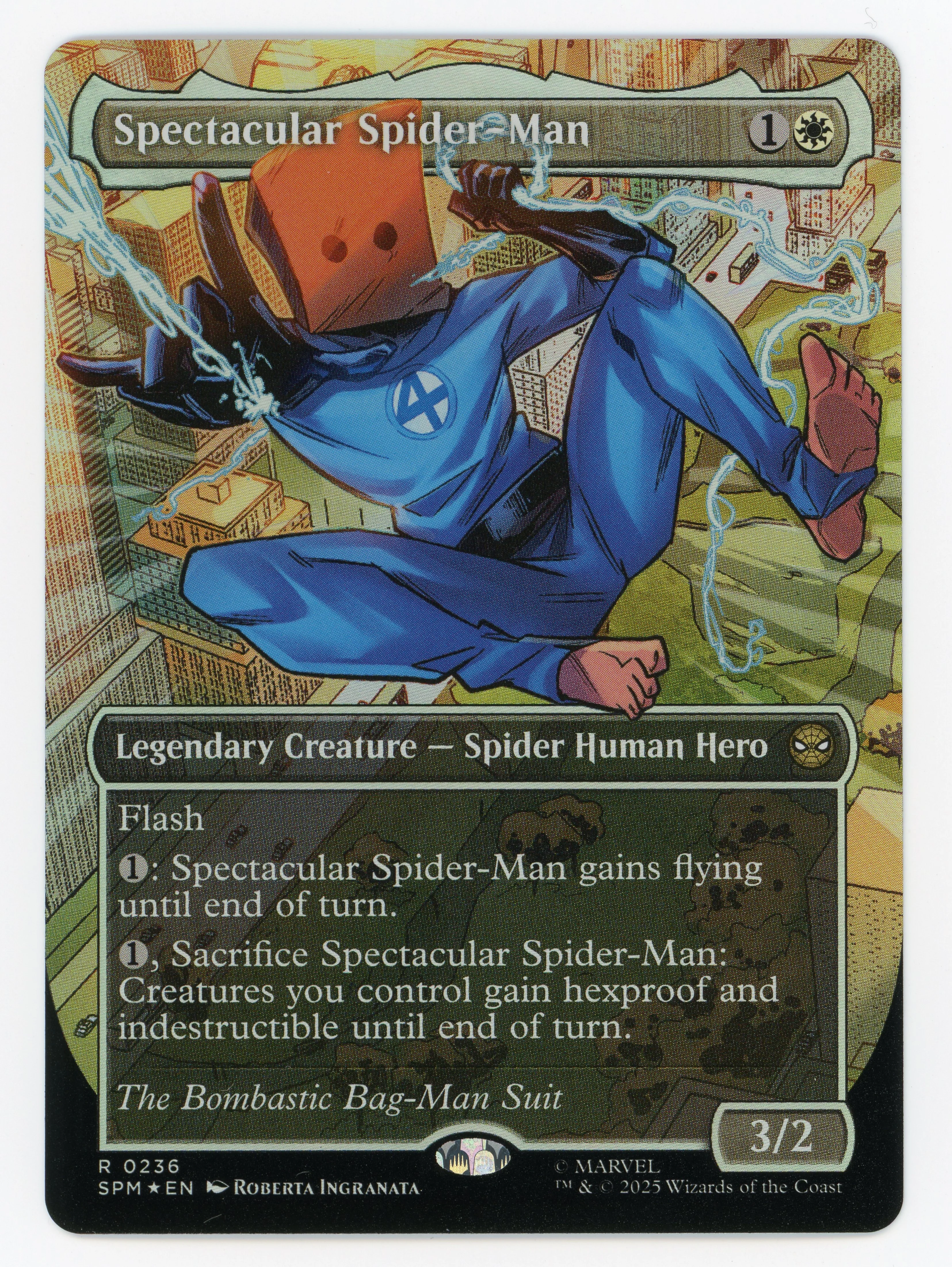 Spectacular Spider-Man - Borderless - Costume Change - Bag-Man - Textured Foil - Scan 15299