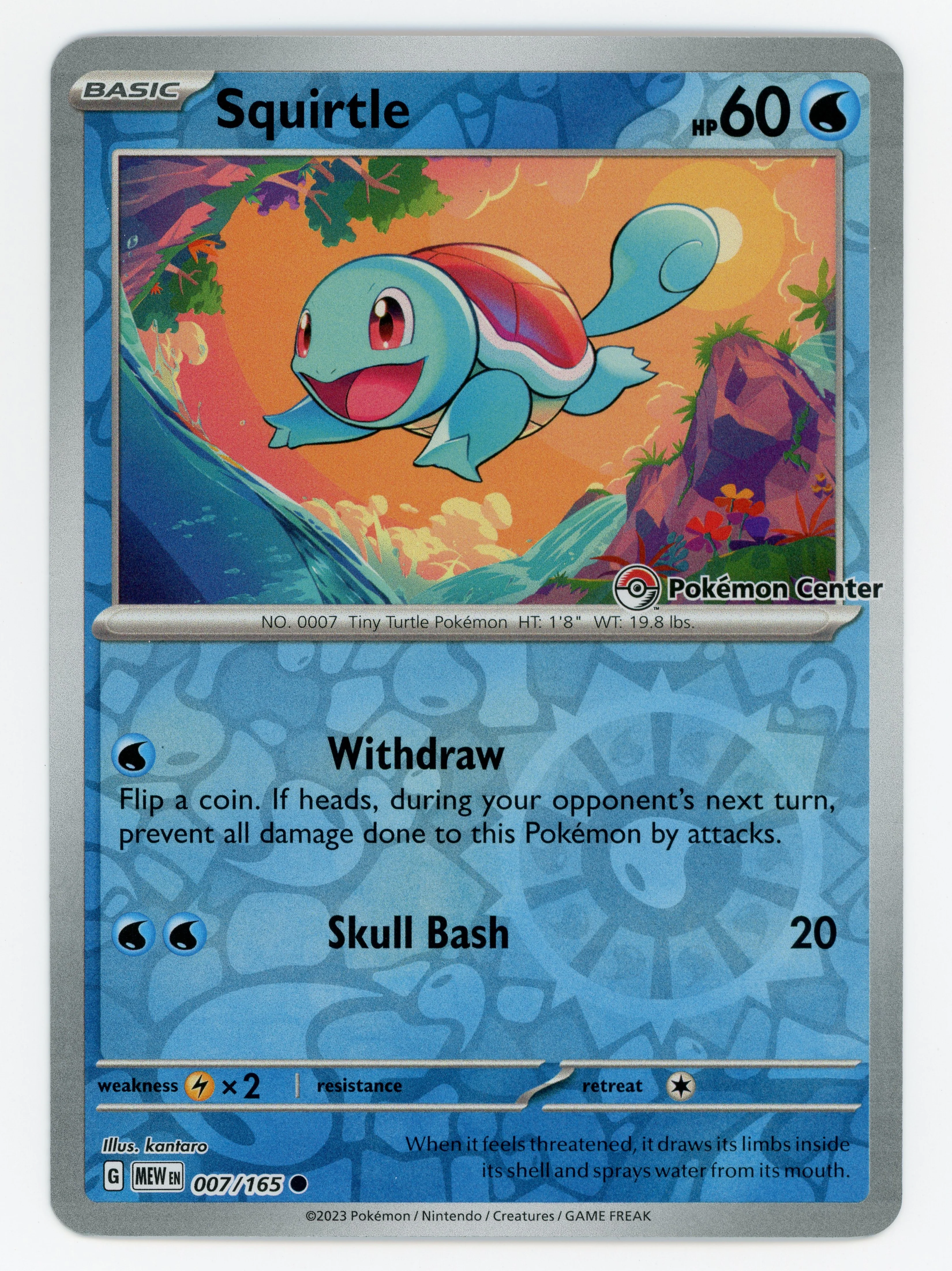 Squirtle - Pokémon Center Exclusive - 007/165 - Promo - Reverse Holo - Scan 15198