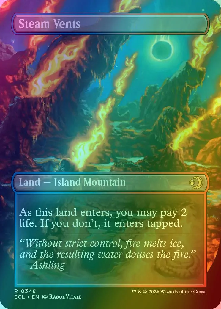 Steam Vents // Steam Vents [348] [Borderless] [Reversible Shock Lands] [Lorwyn Eclipsed] [Foil] - Image 2