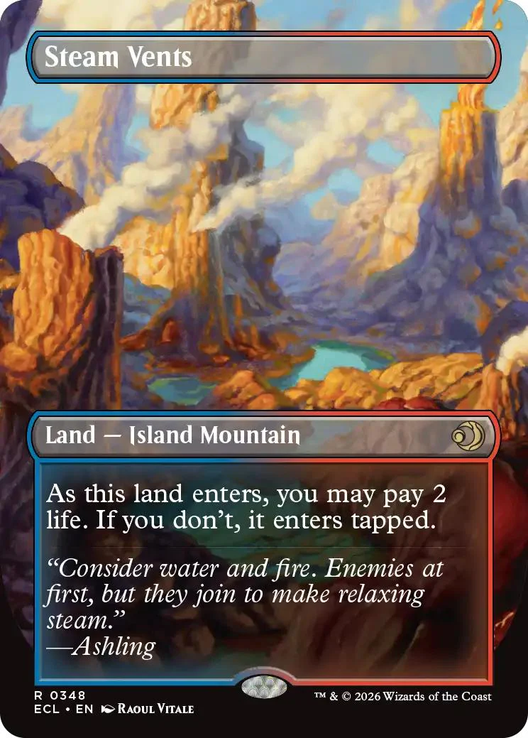 Steam Vents // Steam Vents [348] [Borderless] [Reversible Shock Lands] [Lorwyn Eclipsed] [Non-Foil]
