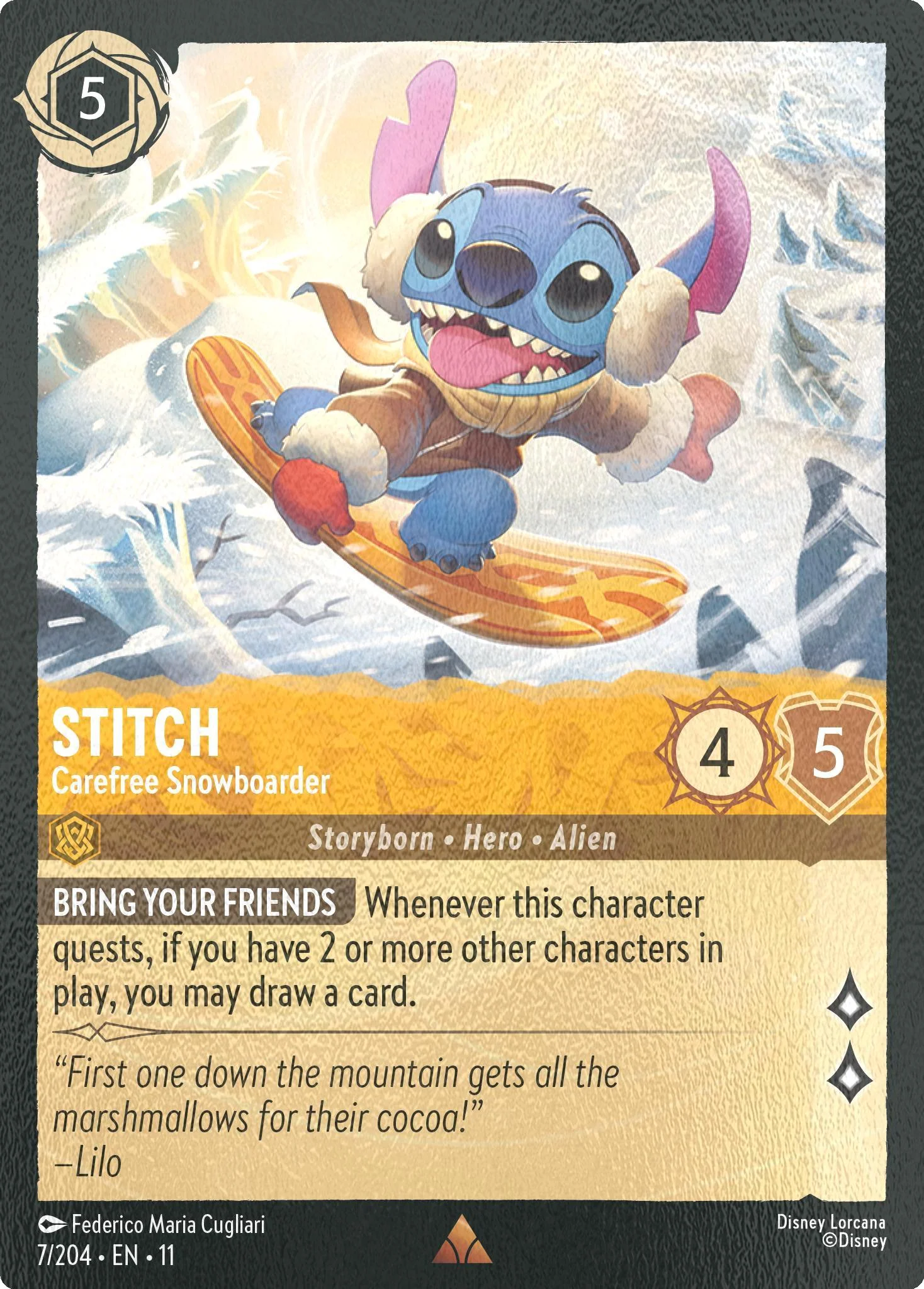 Stitch - Carefree Snowboarder - 7/204 [Winterspell] [Cold Foil]