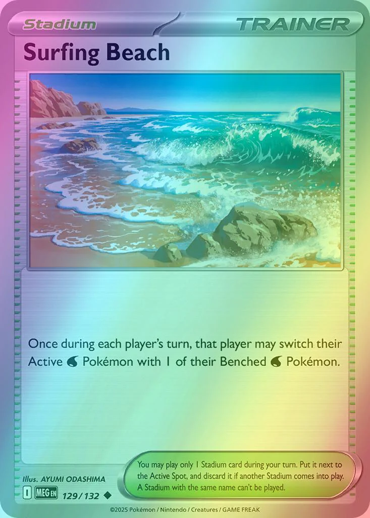 Surfing Beach - 129/132 - Uncommon [me01-129] [Reverse Holo]