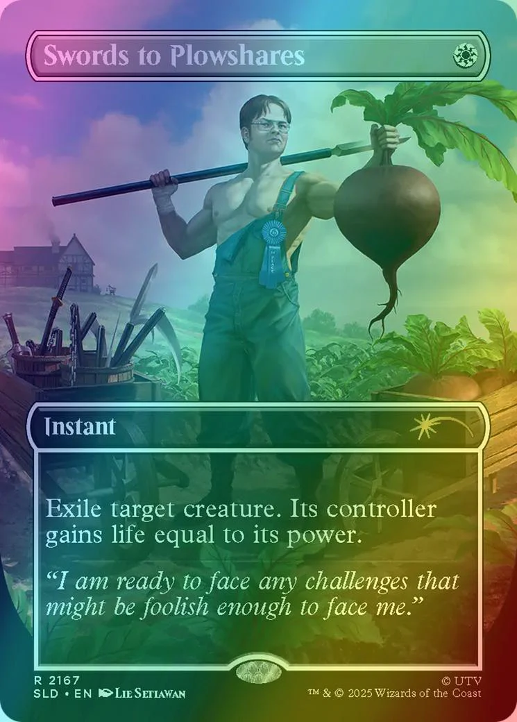 Swords to Plowshares [2167] [Borderless] [The Office: Dwight's Destiny] [Secret Lair Drop] [Foil]