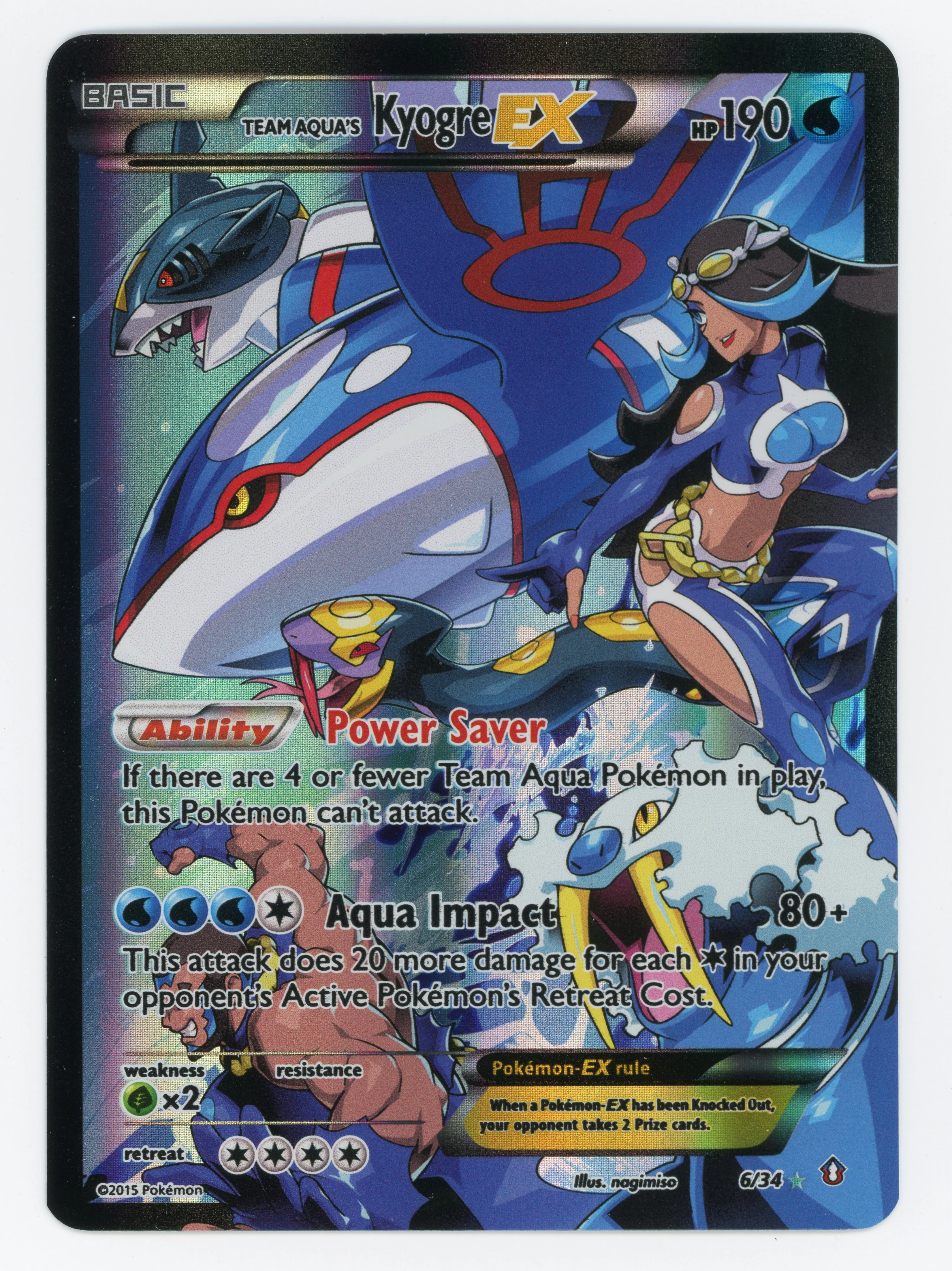Team Aqua's Kyogre-ex - 6/34 - Rare Holo EX - Ultra Rare - Scan 15080