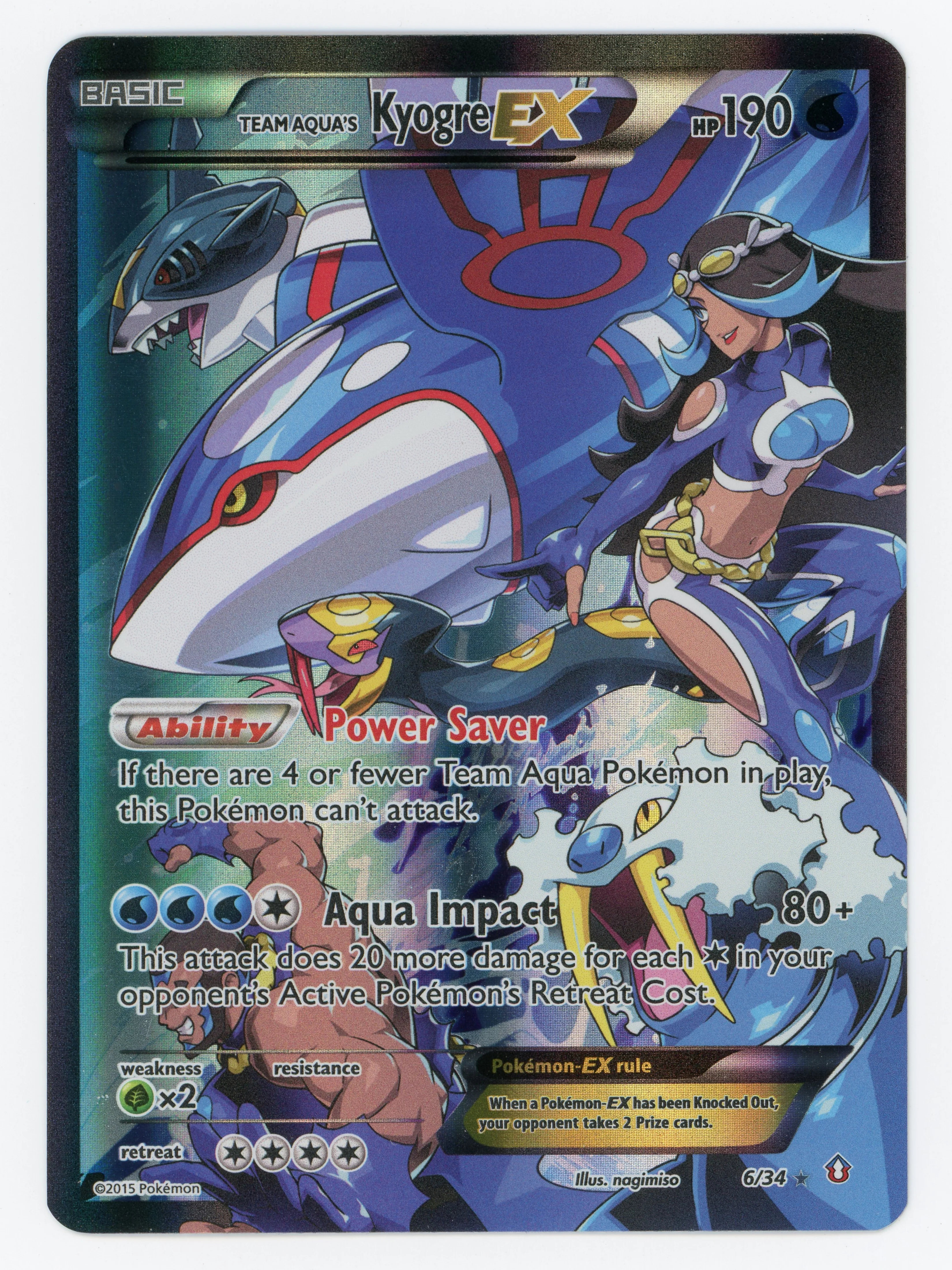 Team Aqua's Kyogre-ex - 6/34 - Rare Holo EX - Ultra Rare - Scan 15111