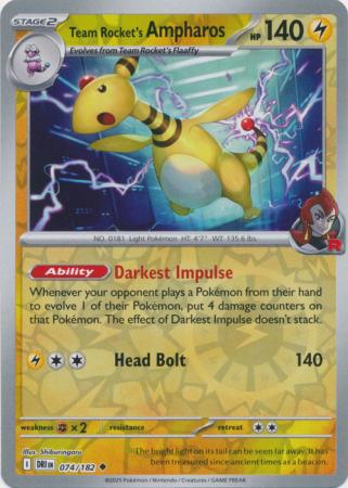Team Rocket's Ampharos - 074/182 - Uncommon [sv10-074] [Reverse Holo]