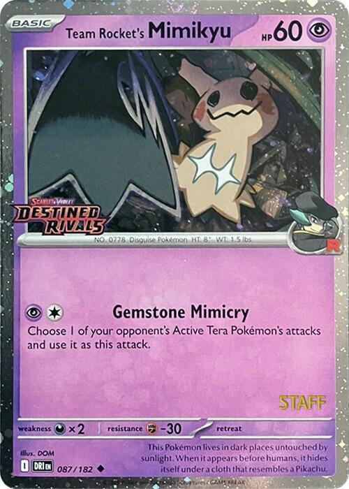 Team Rocket's Mimikyu - 087/182 - Promo [Prerelease] [Staff] [sv10msp-087] [Cosmos Holo]