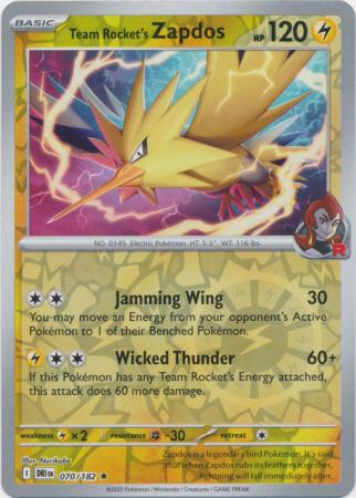 Team Rocket's Zapdos - 070/182 - Rare [sv10-070] [Reverse Holo]