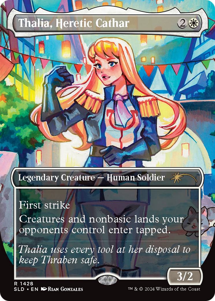 Thalia, Heretic Cathar [1428] [Borderless] [Pick 'Em And Stick 'Em] [Secret Lair Drop] [Non-Foil]
