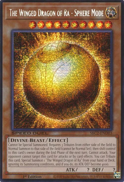 The Winged Dragon of Ra - Sphere Mode - SBC2-END03 - Prismatic Secret Rare - 1st Edition