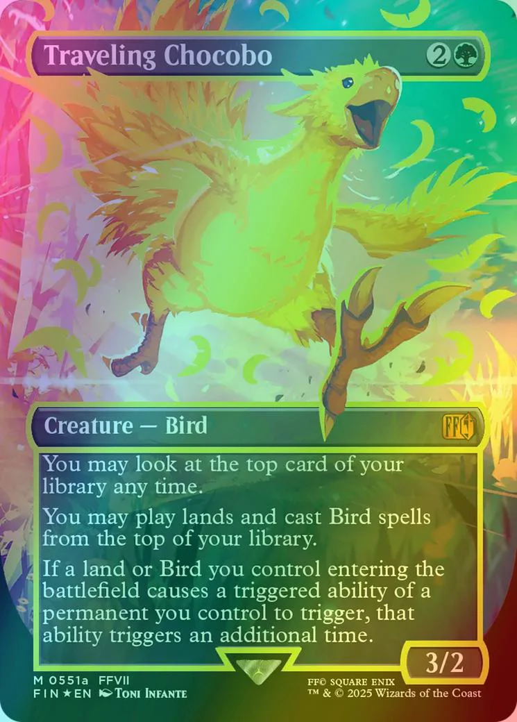 Traveling Chocobo [551a] [Borderless] [Neon Ink Showcase] [Yellow] [FINAL FANTASY] [Foil]