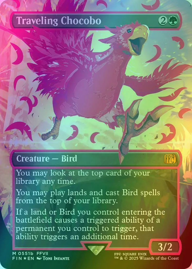 Traveling Chocobo [551b] [Borderless] [Neon Ink Showcase] [Pink] [FINAL FANTASY] [Foil]