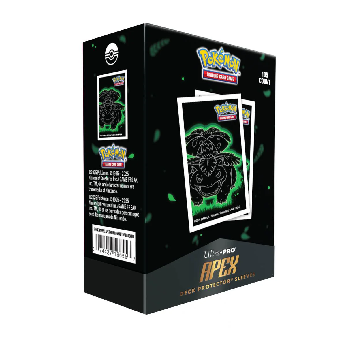 Ultra Pro Pokémon Apex Deck Protector Sleeves - Standard Size - 105ct - Neon Kanto - Venusaur