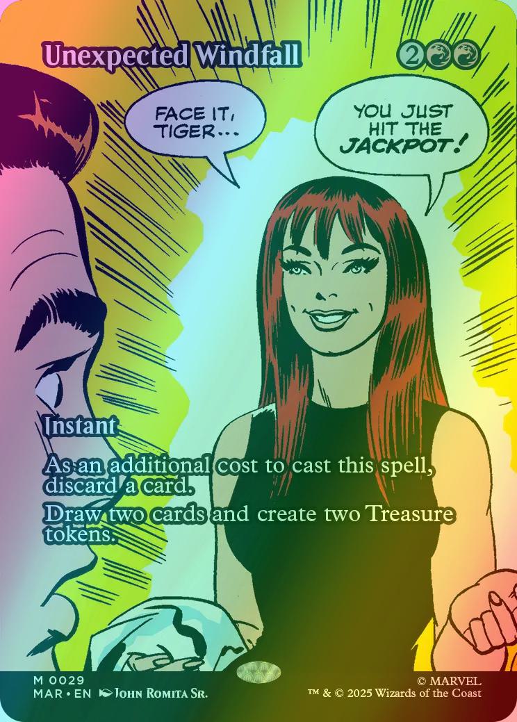 Unexpected Windfall [29] [Borderless] [Source Material] [Marvel Universe] [Foil]