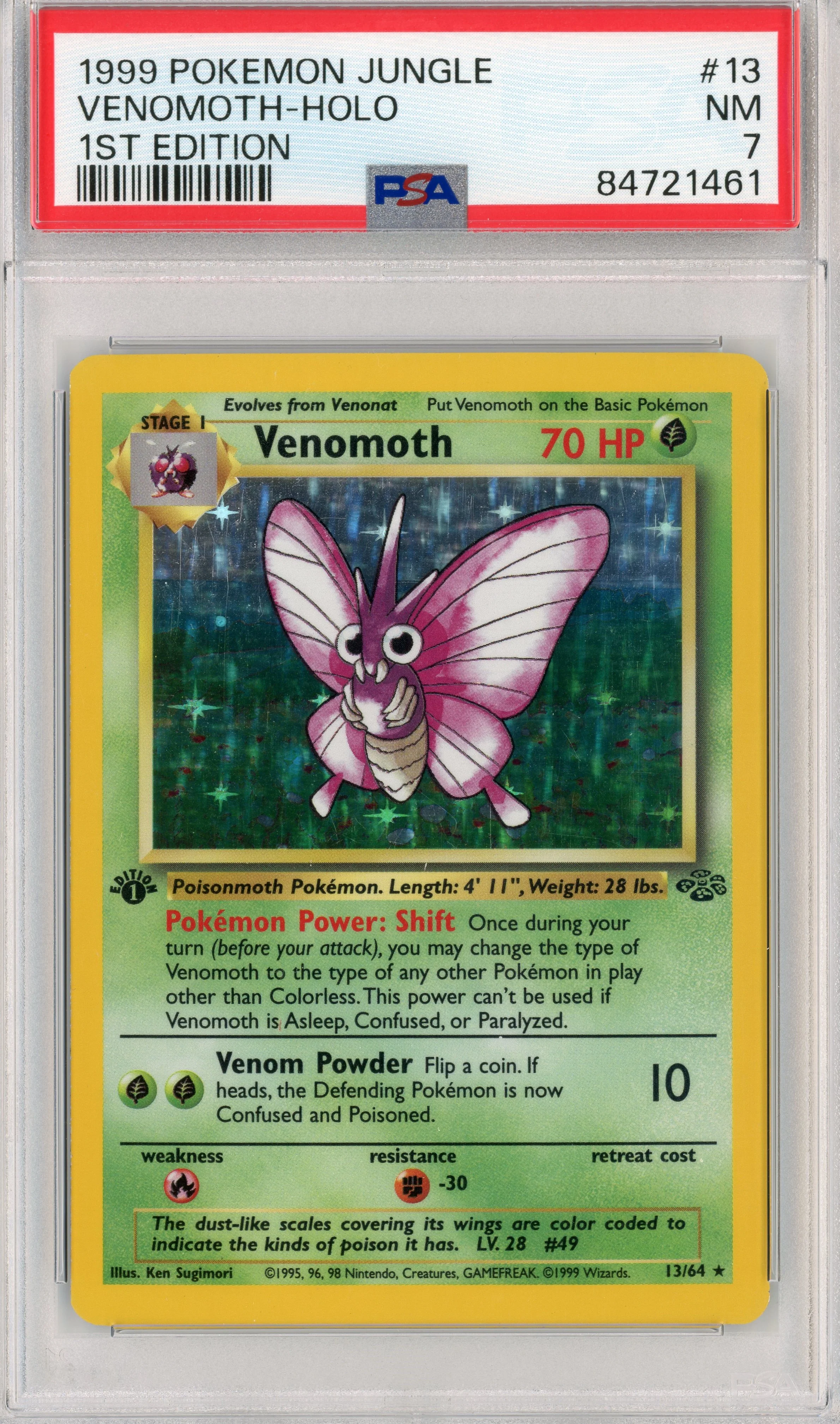Venomoth - 13/64 - Rare - Holo - Scan 15339