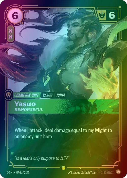 Yasuo - Remorseful (Alternate Art) - 076a/298 [Origins] [Foil]