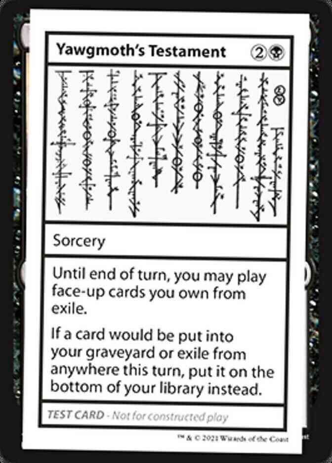 Yawgmoth's Testament - No Symbol [52] [Mystery Booster Playtest Cards 2021] [Non-Foil]