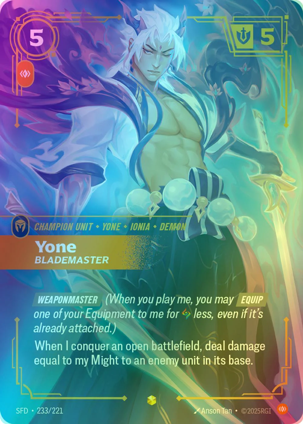 Yone - Blademaster (Overnumbered) - 233/221 [Spiritforged] [Foil]