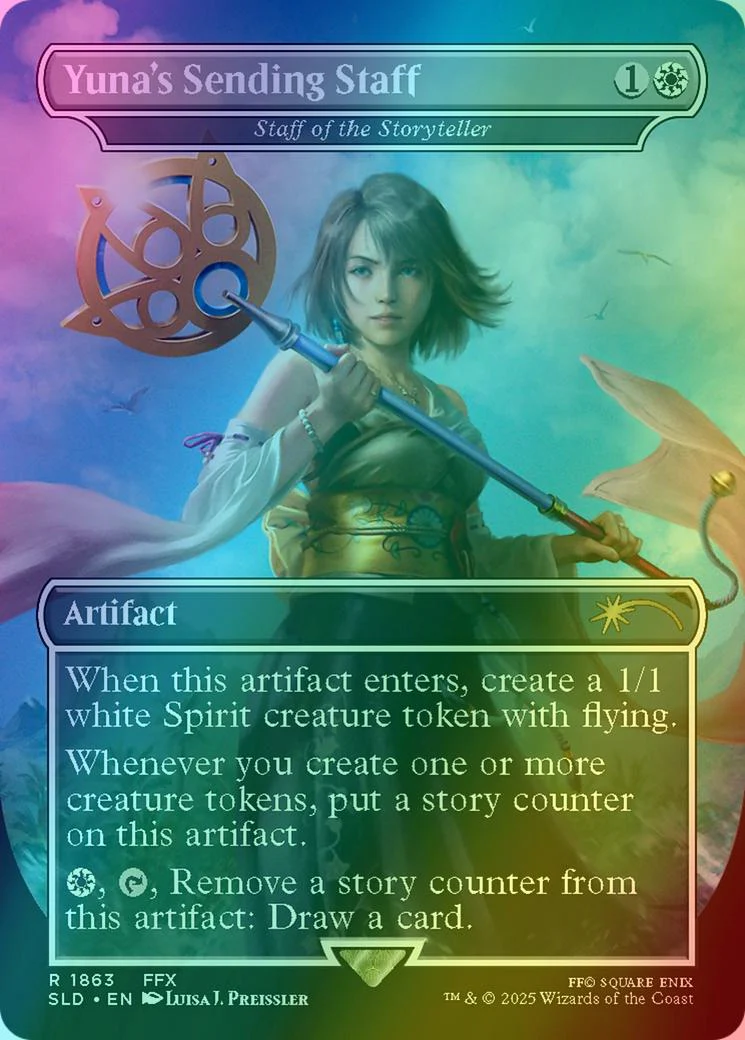 Yuna's Sending Staff - Staff of the Storyteller [1863] [Borderless] [FINAL FANTASY: Weapons] [Secret Lair Drop] [Foil]
