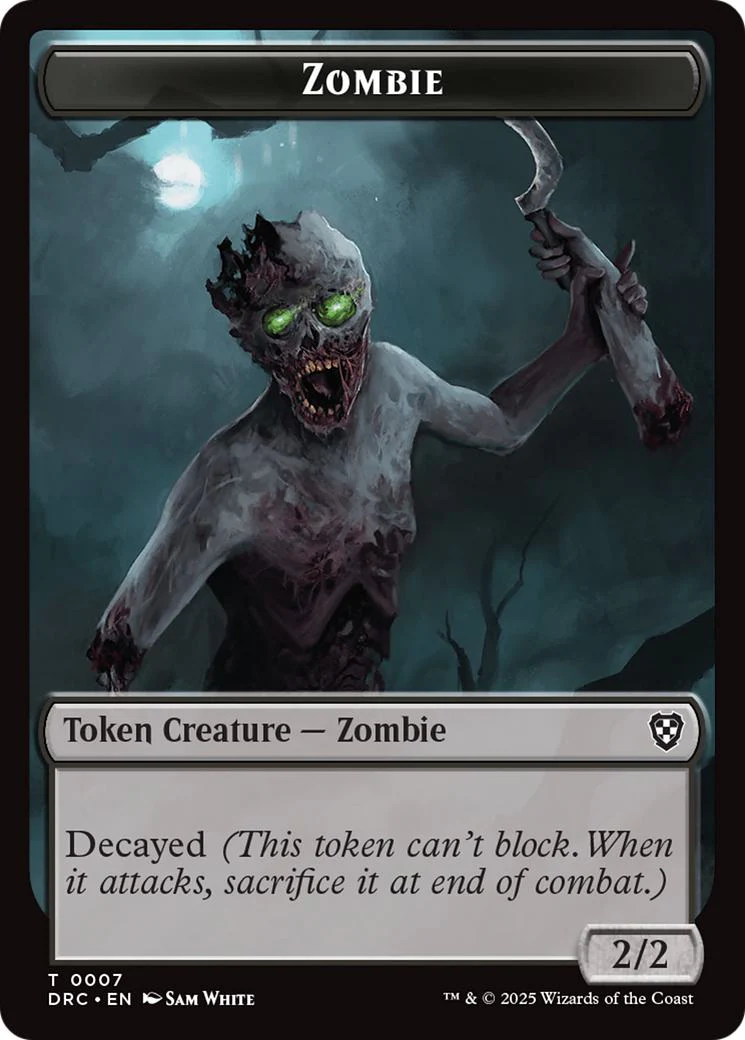 Zombie Token (03) // Zombie Token (07) [DFT/DRC Set Symbol] [Aetherdrift: Commander: Tokens] [Non-Foil] - Image 2