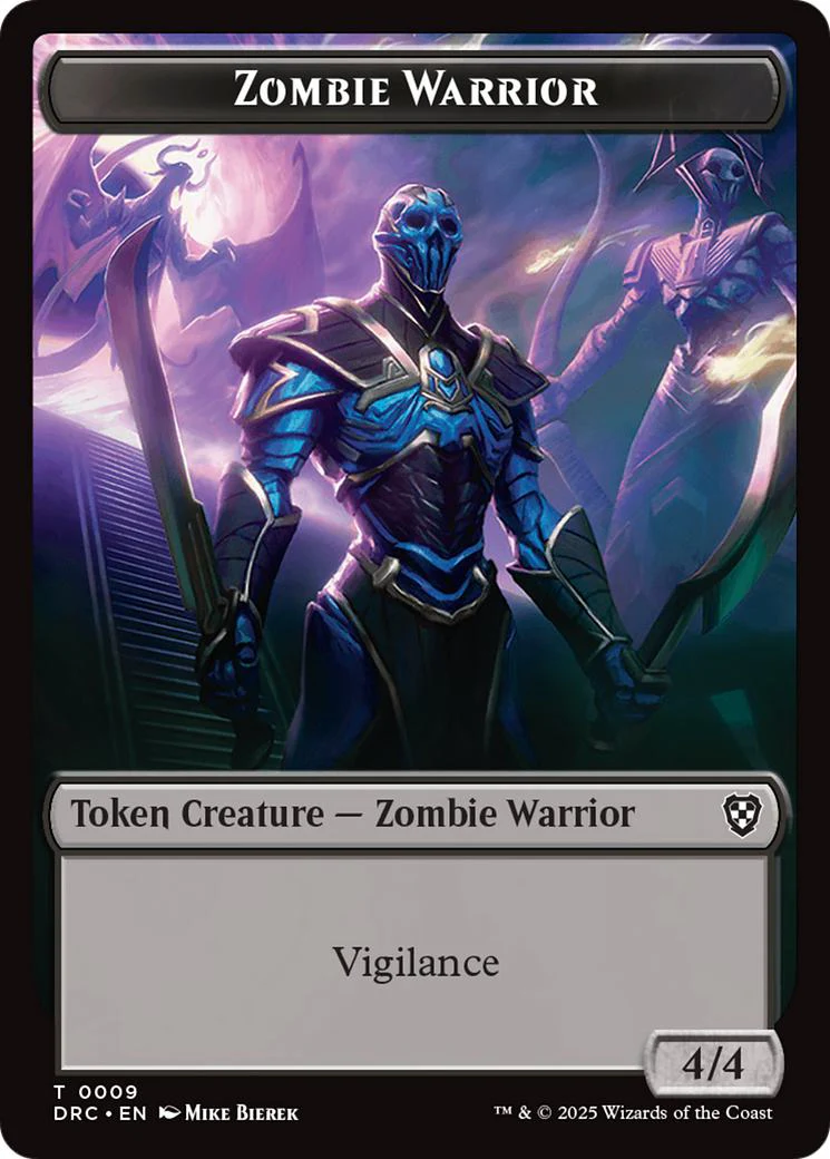 Zombie Token (03) // Zombie Warrior Token (09) [DFT/DRC Set Symbol] [Aetherdrift: Commander: Tokens] [Non-Foil] - Image 2